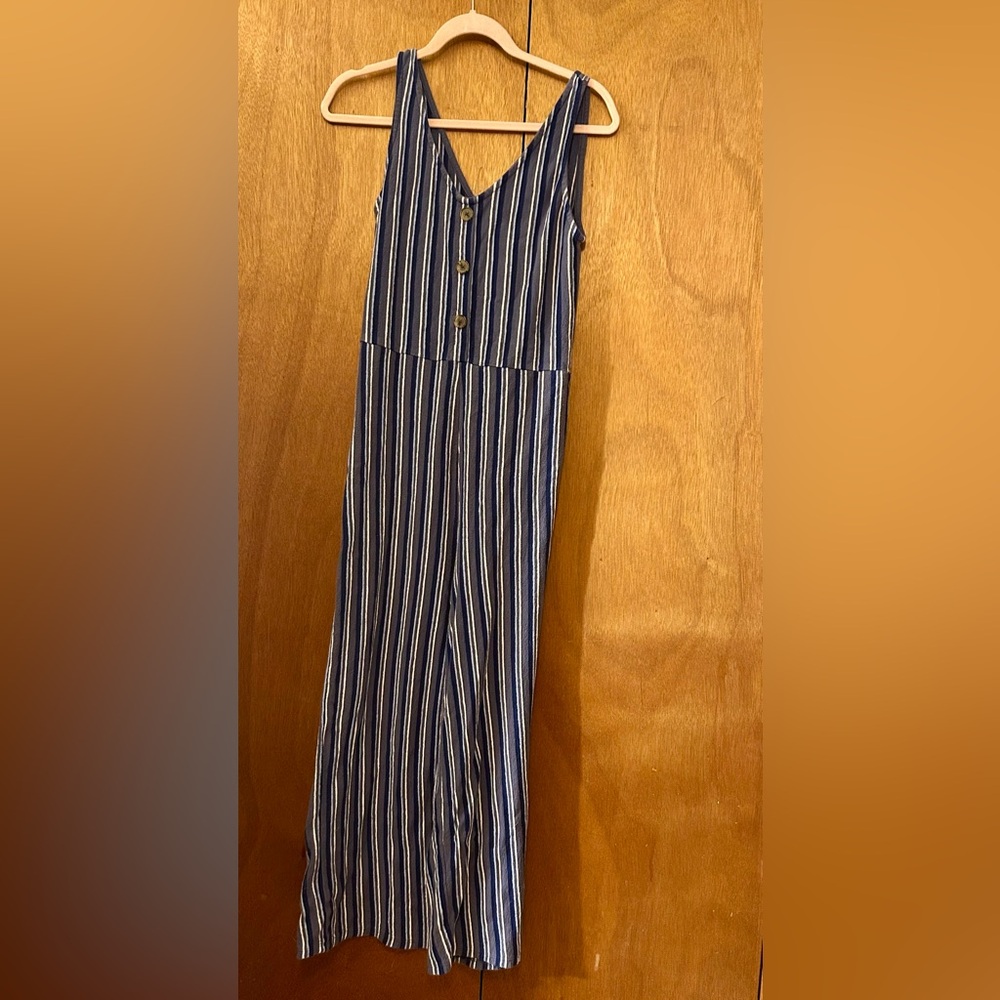 Arizona Jean Company Navy and White Striped Jumpsuit